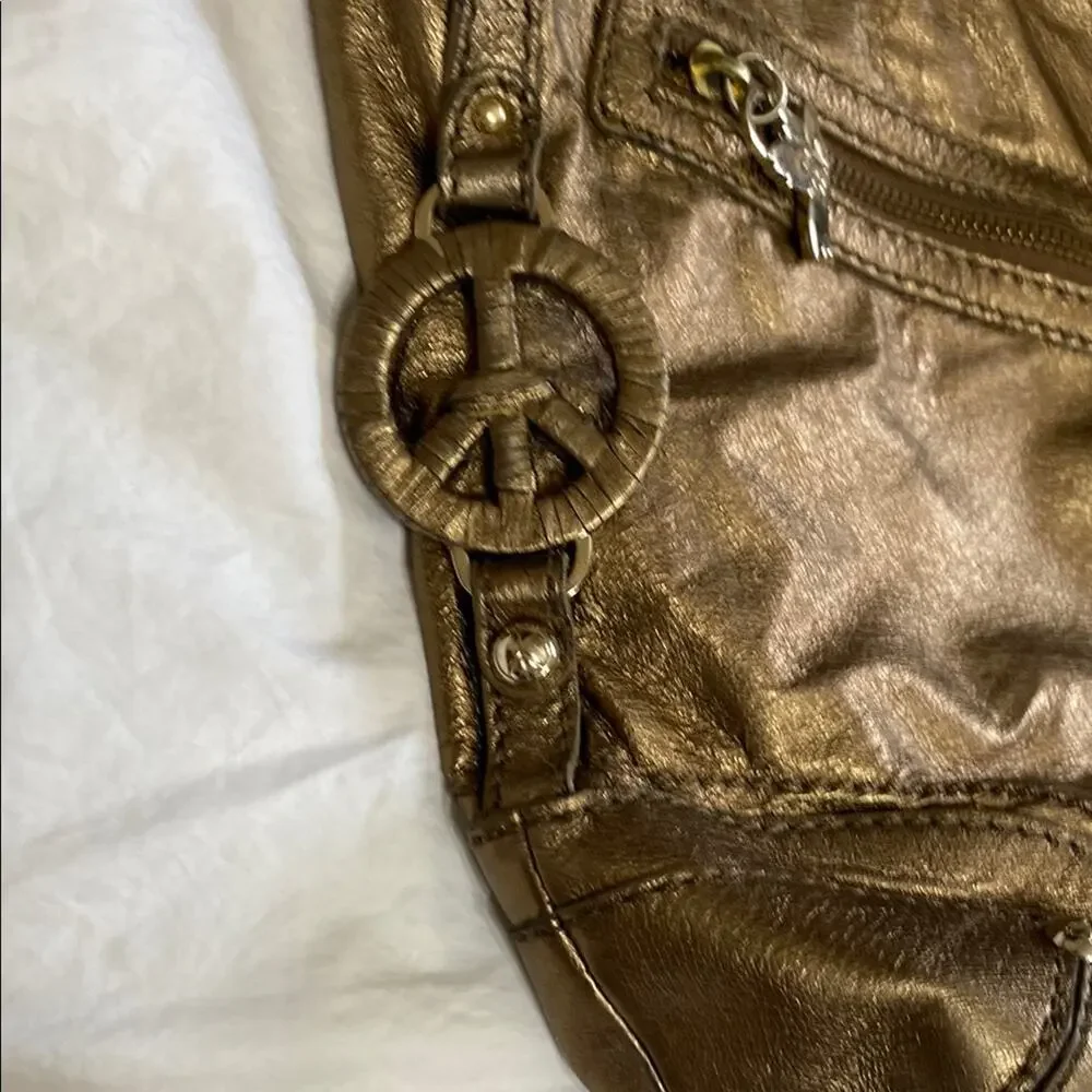 The Sak Gold Hobo Bag Peace Symbol Braided Handle *Small Opening in Lining